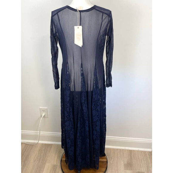 We Are HAH Mama C Sheer Lace Slip Maxi Dress In Navy Size XS New - Picture 10 of 16